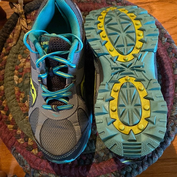 Saucony Shoes - Saucony Escape TA sneakers in gray lime turquoise colors